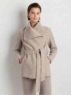 Quince Merino Wool Double-Faced Short Wrap Coat Oat Medium, Large NWT